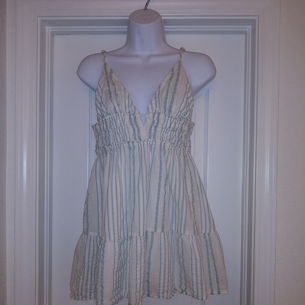 Urban Outfitters Ruffle Striped Babydoll Tank Top